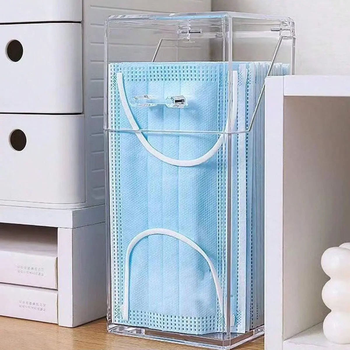 1/2 قطعة-صندوق تخزين قناع شفاف - مراجعة Face Mask Storage Box وسعره